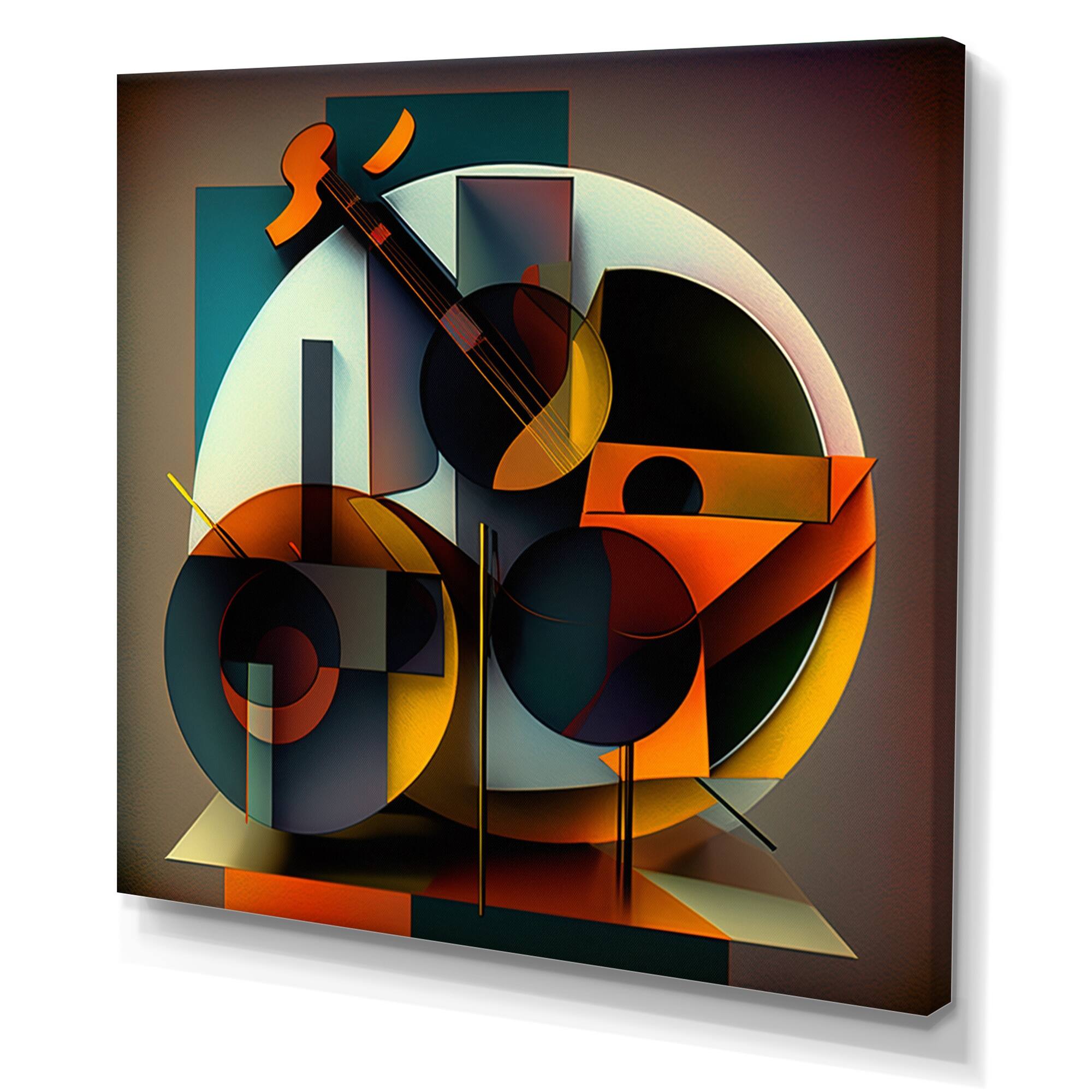 Designart "Abstract Retro Guitar Geometric Musical Symphony I" Music